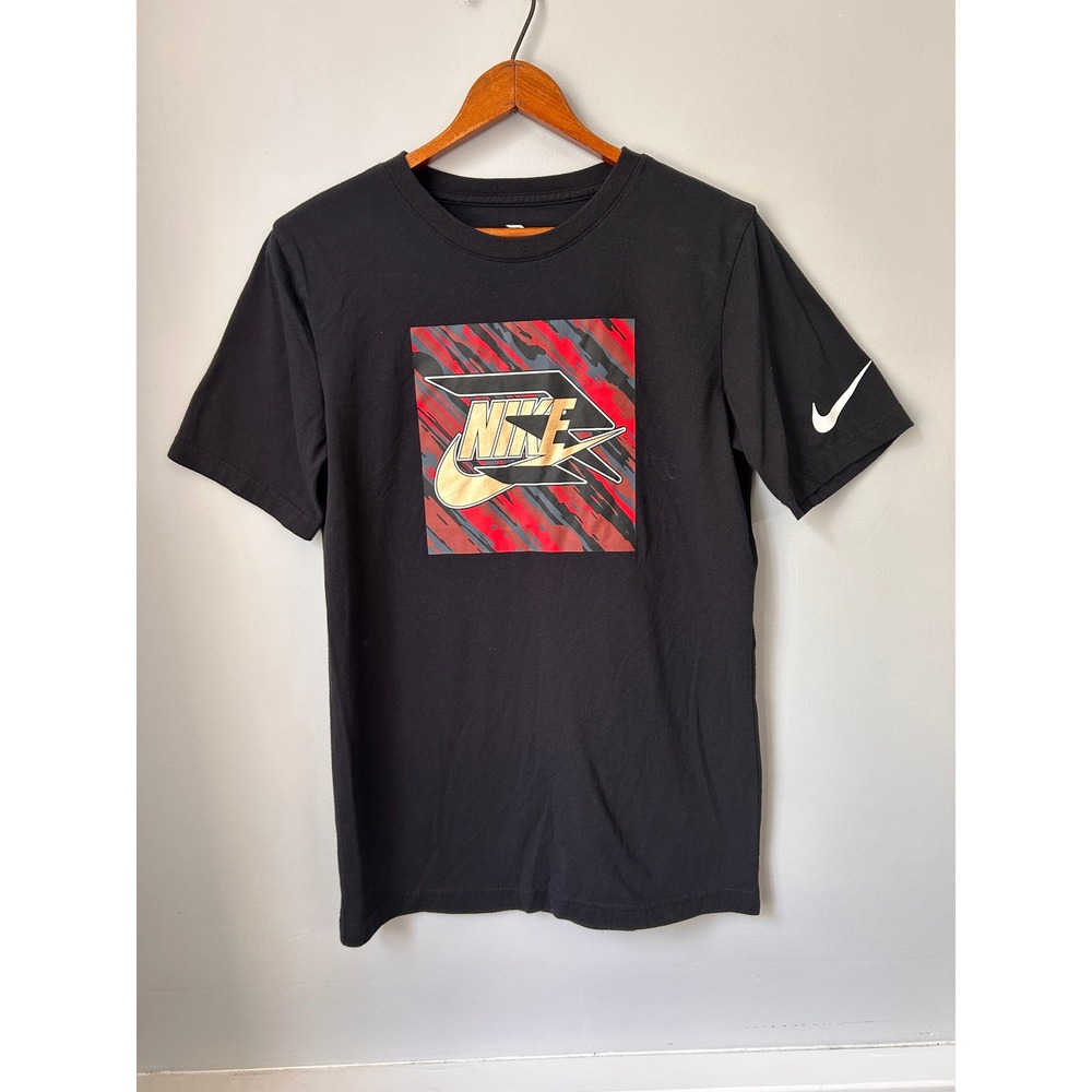 Nike Boys Russell Wilson 3 Brand Graphic T-Shirt Black Gold Red Size Large L